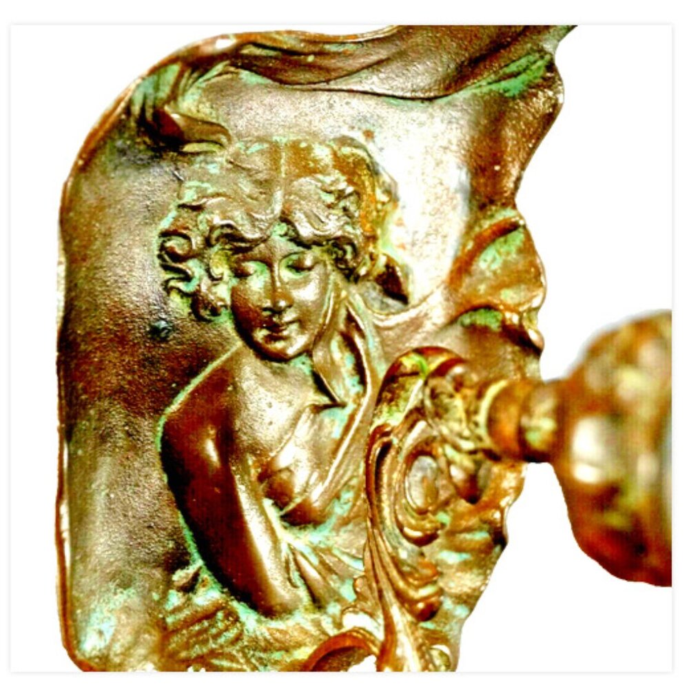 Antique ArtNouveau Figural Lady Bronze Chamber Candle Stick Late19thCentury - Picture 3 of 8